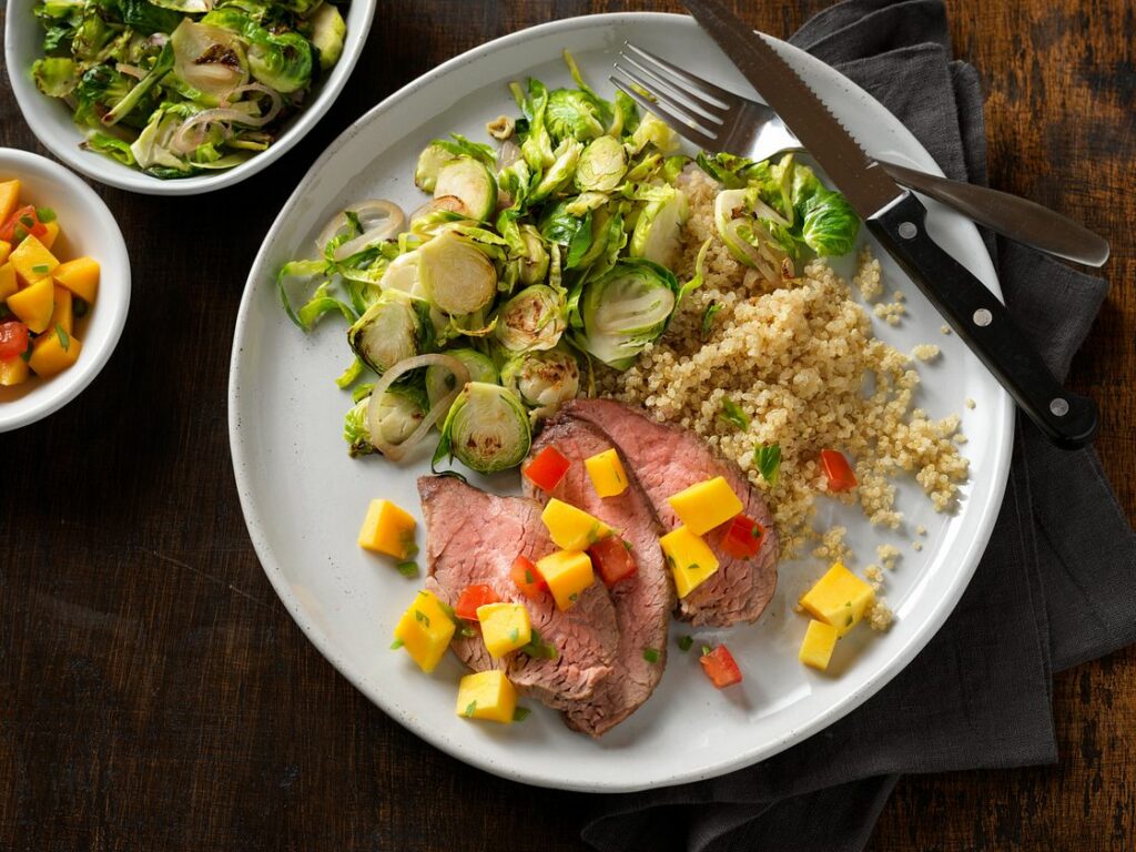 Roasted Tri Tip With Apricot and Pineapple Salsa.