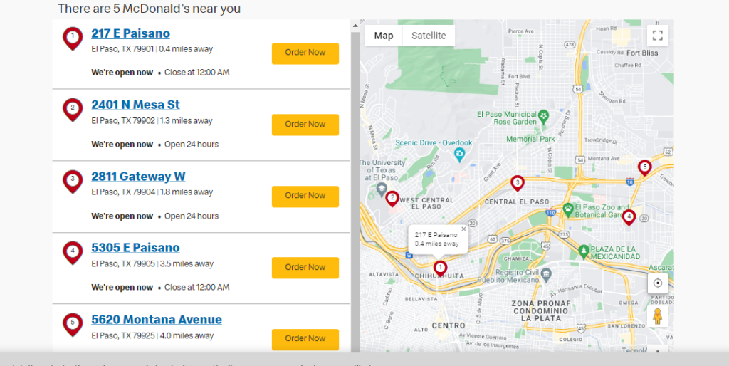 timings and location