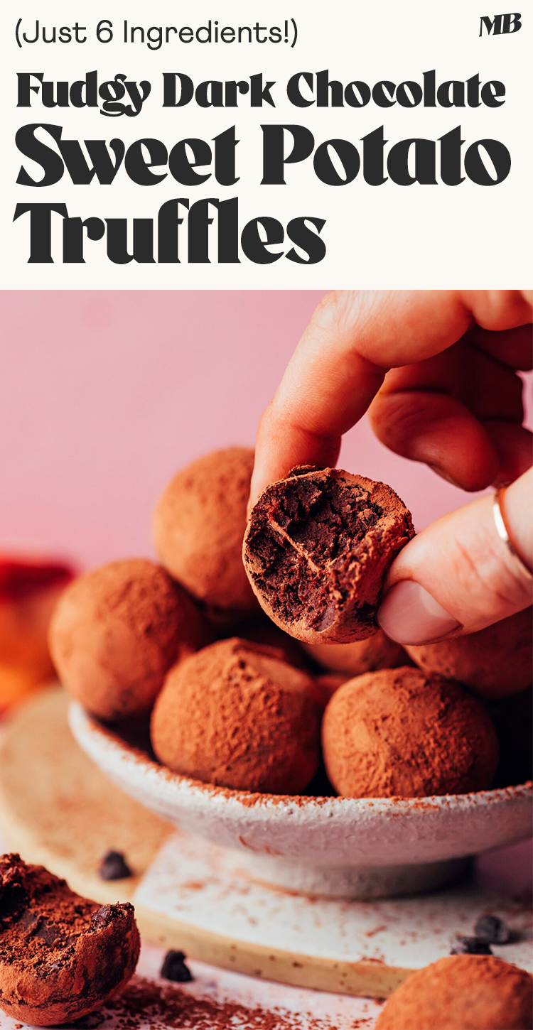 Image of fudgy dark chocolate sweet potato truffles