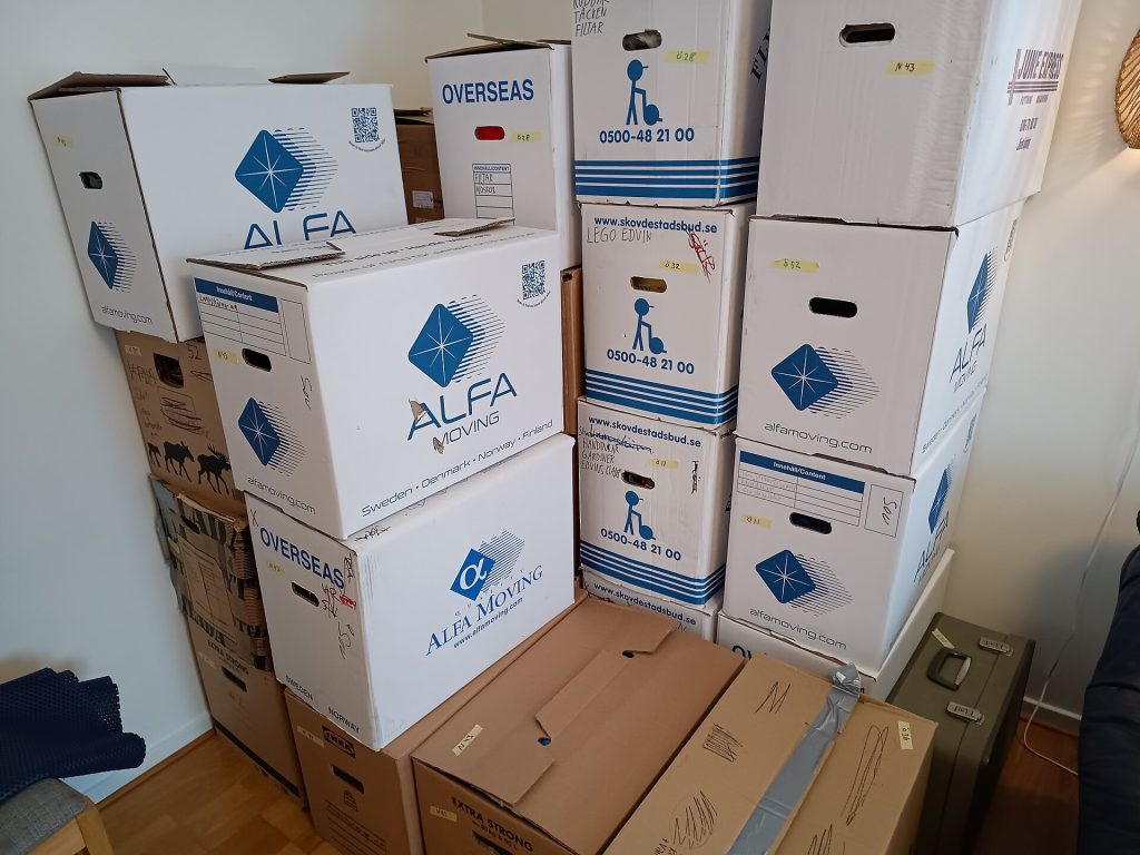 Some old moving boxes from Sweden