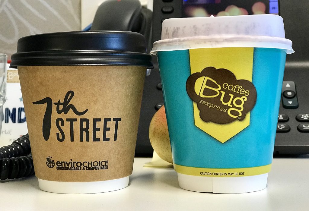 Disposable paper coffee cups- 7th Street, Coffee Bug, Queensland