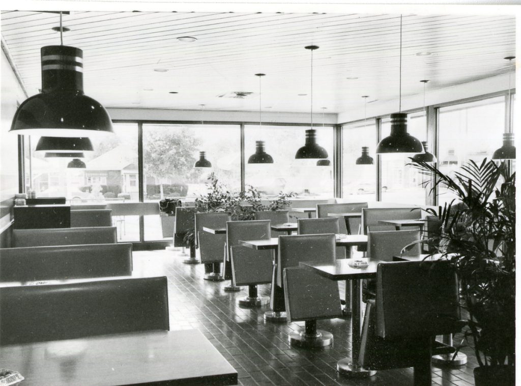 An empty restaurant dining room before opening
