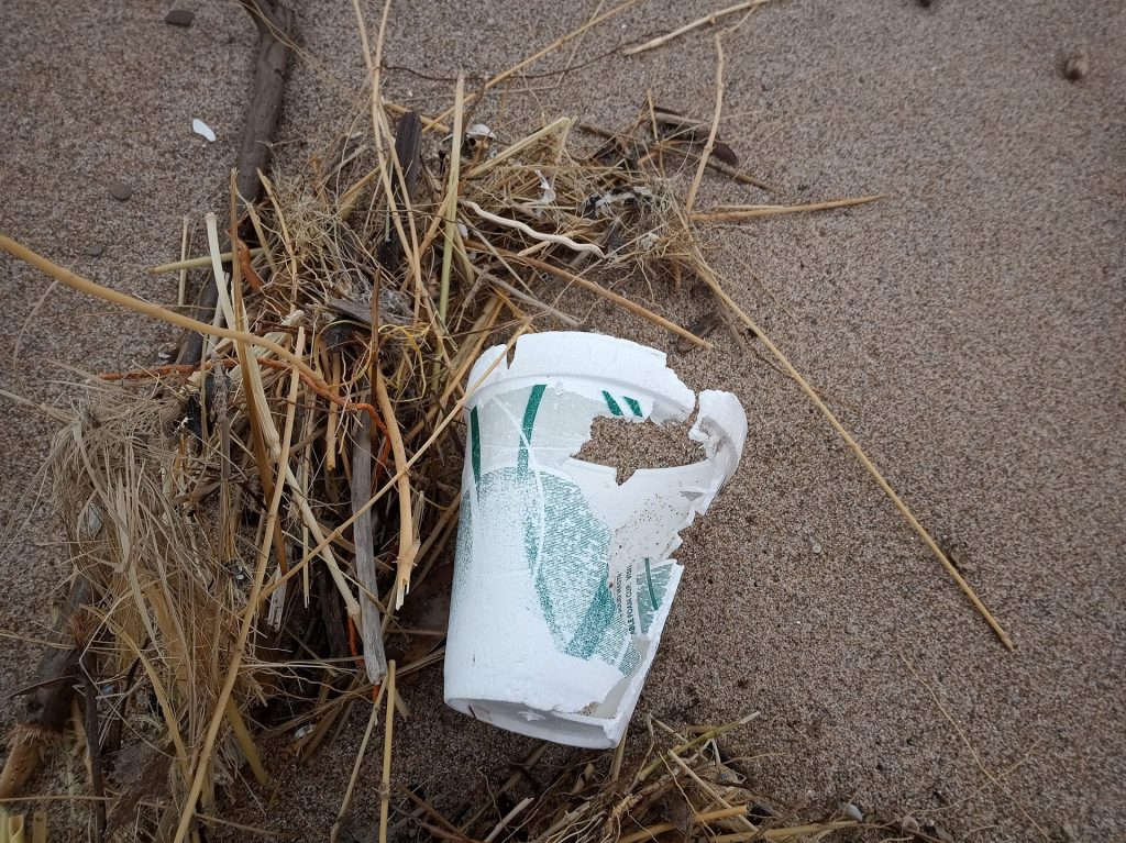 Stacked white foam cups of the kind covered by state foam bans