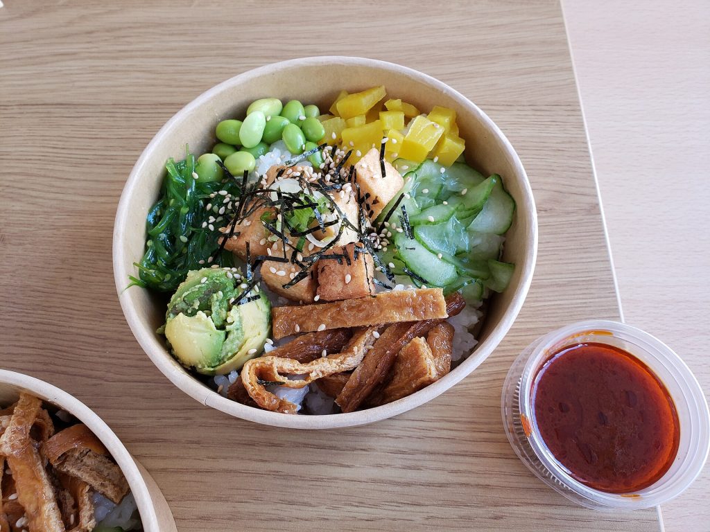 Fried Tofu Poke Bowl (S) with kimchi sauce - Kitokito